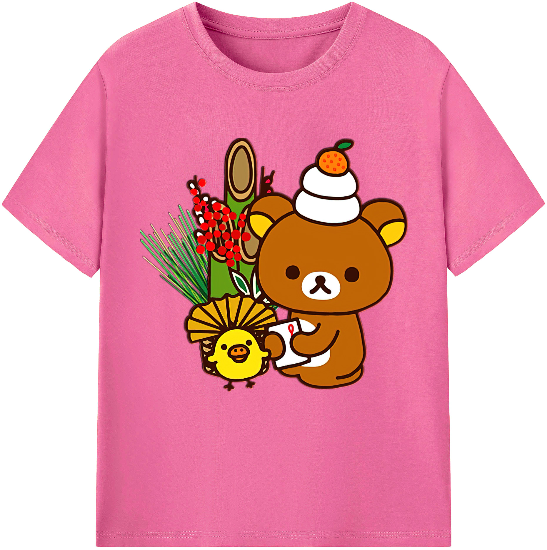 （画像用） リラックマ リラックマ キイロイトリ Rilakkuma Korilakkuma Kiiroitori レディースカジュアルプリントTシャツ（綿100％）